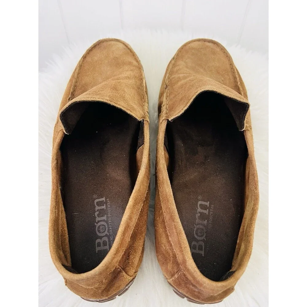 Born Mens Brown Suede Leather Slip on Comfort Loafers Shoes Size 10.5M